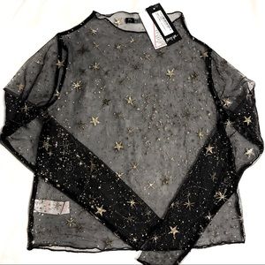 NWT✨ Stars Mesh Long Sleeve Top ✨NASTY GAL